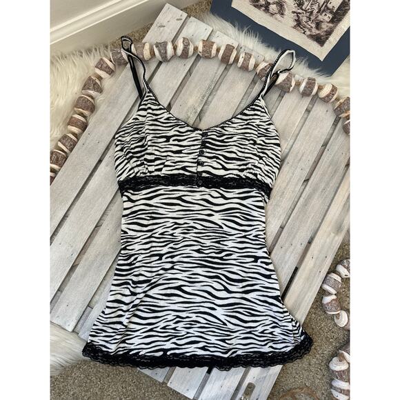 Vintage Y2K Tart Intimates Stripe Button Henley Tank Top Shirt - Picture 2 of 7